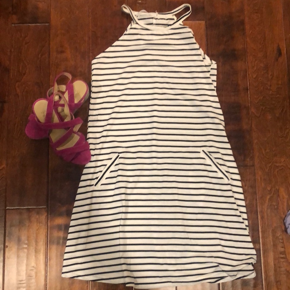 Bland and white dress
